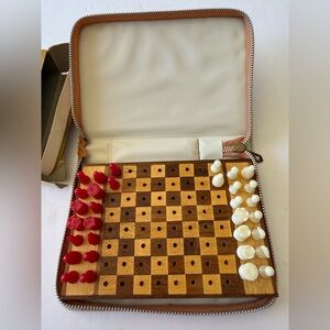 Vintage 1950’s 1960’s Travel Chess Set Made in England by House Martin Zip Case